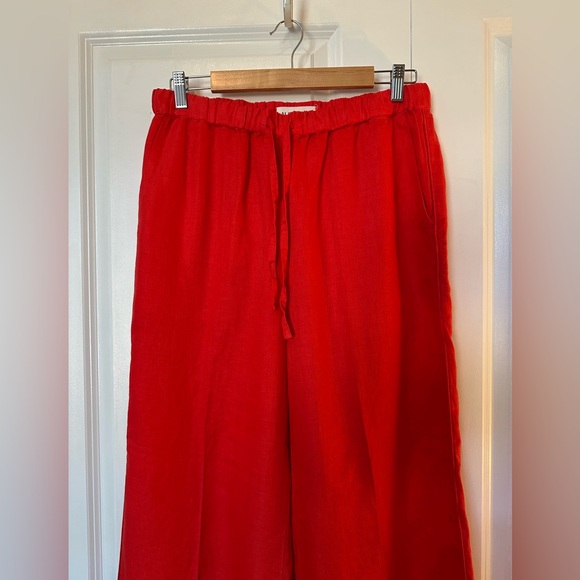 Alex Mill Women’s Polly Pull On Linen Wide Leg Pant Red (Size M) - Picture 2 of 12